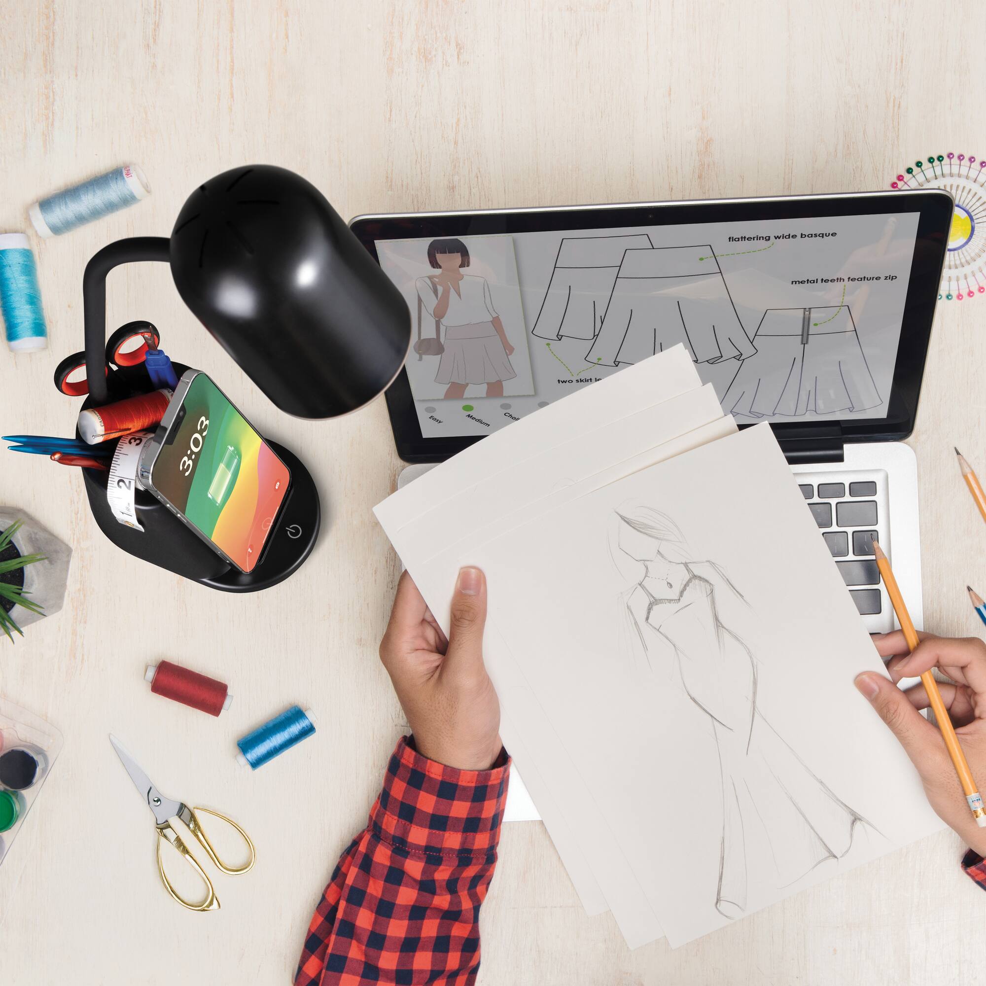 OttLite Wireless Charging LED Lamp with Organizer